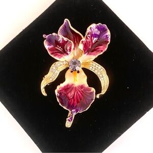 🍏50% OFF/3+...Elegant Purple Enamel Orchid Flower Brooch